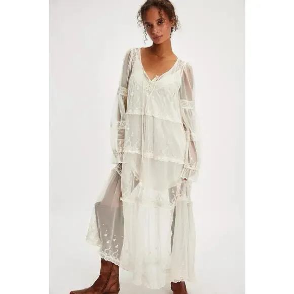 sachin and babi light blue dress Free People | Dresses | Free People Stevie Embroidered Sheer Mesh Lace Maxi  Dress Ivory Small